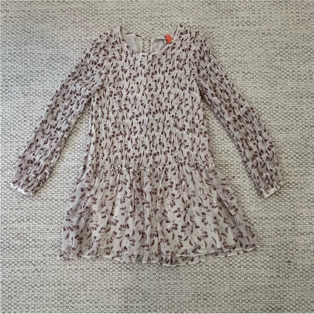 FRAME DENIM Floral Smocked Chiffon Dress